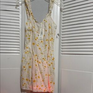 Floral Mini Dress in White and Yellow